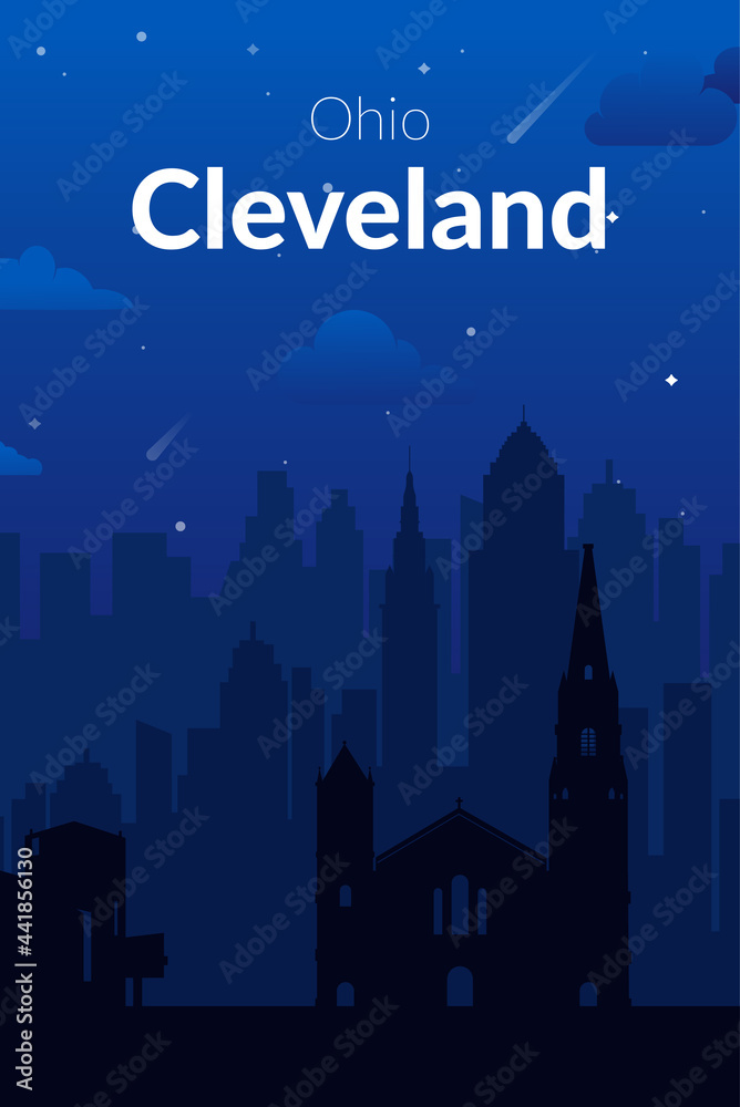 Cleveland, USA famous city scape view background.