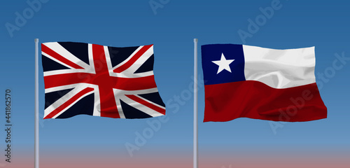 イギリスとチリ共和国の国旗