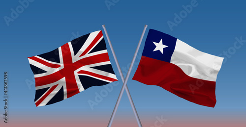 イギリスとチリ共和国の国旗