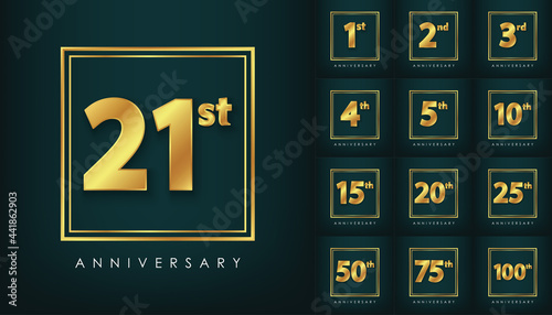 Realistic Golden anniversary premium set Vector Design
