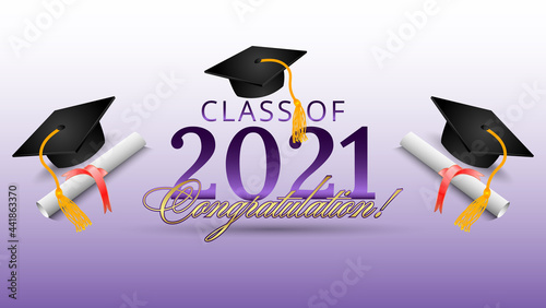 Class of 2021 Congratulation graduates With Gradiendt Purple Background