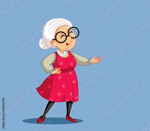 Smiling Senior Woman Making a Presentation Gesture