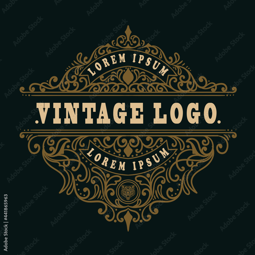 Vintage logo floral ornament style