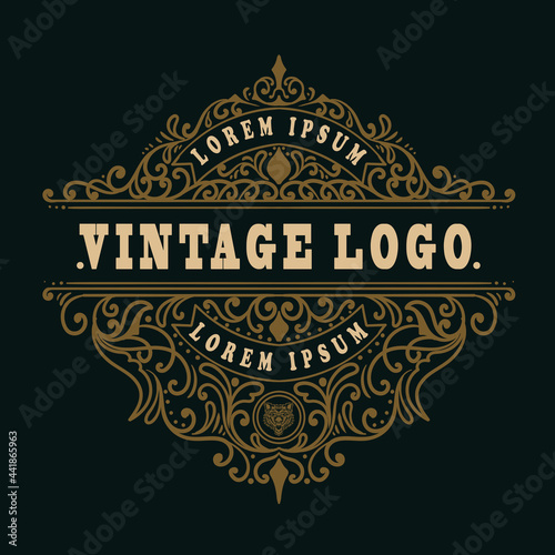 Vintage logo floral ornament style