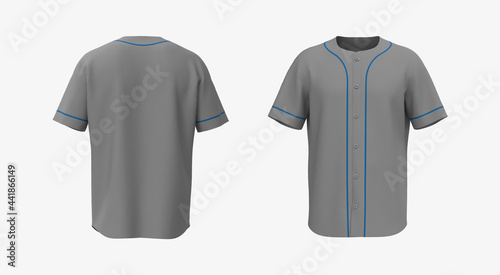 Baseball t-Shirt mockup in front and back views, 3d illustration, 3d rendering