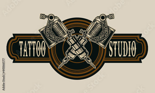 Retro vintage tattoo studio logo