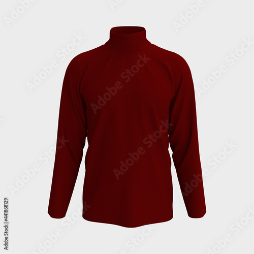 Long-sleeve turtleneck shirt, 3d rendering, 3d illustration