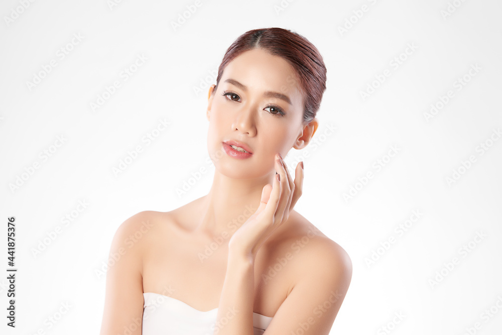Beautiful young asian woman with clean fresh skin on white background, Face care, Facial treatment, Cosmetology, beauty and spa, Asian women portrait. Beautiful young asian woman with clean fresh skin on white background, Face care, Facial treatment, Cosmetology, beauty and spa, Asian women portrait.