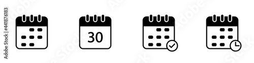 Conjunto de iconos de calendario. Concepto de evento, tiempo, días, meses, semanas de un año. Ilustración vectorial