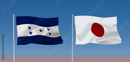 日本とホンジュラスの国旗
