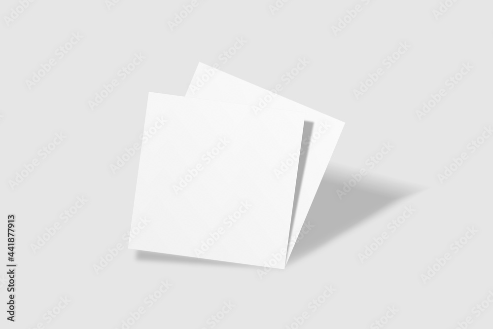 Realistic blank square business card illustration for mockup. 3D rendering. Realistic blank square business card illustration for mockup. 3D rendering.