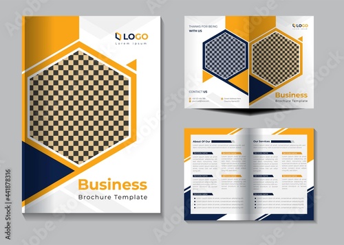 print Ready bi fold  business brochure design. for Corporate identity, Leaflet cover, cover page vector layout 
