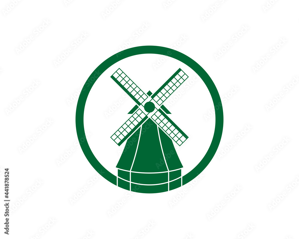 Farm windmill in the circle vector illustration logo Farm windmill in the circle vector illustration logo