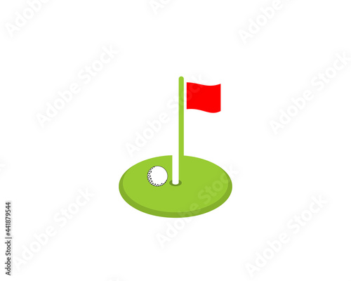 Golf ball on the green field vector illustration