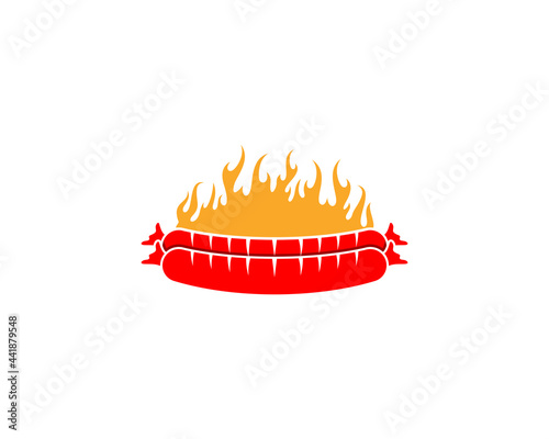 Sausage with fire flame vector illustration