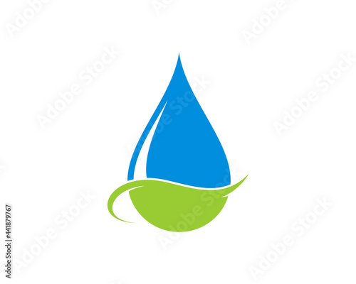 Water drop with green field logo