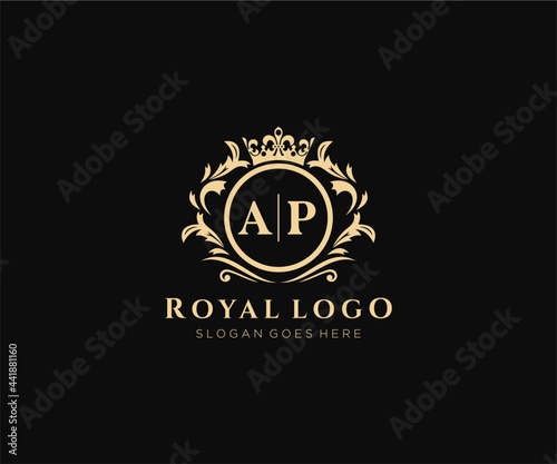 Initial AP Letter Luxurious Brand Logo Template, for Restaurant, Royalty, Boutique, Cafe, Hotel, Heraldic, Jewelry, Fashion and other vector illustration.