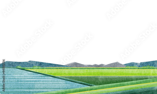 田園風景水彩風手書きイラスト