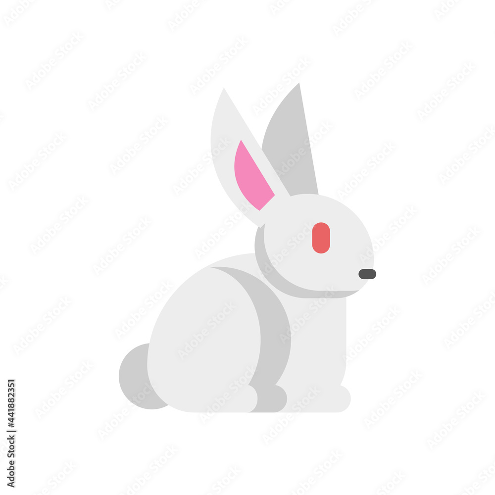 Fototapeta premium Rabbit icon, flat icon vector illustration isolated on a white background. for the theme of animals, pets and others