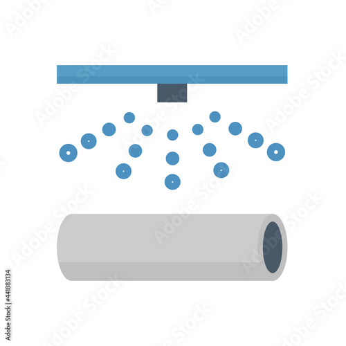 Metallurgy or metallurgical production industry vector icon. That heat treatment, annealing or cooling process consist of water spray, hot steel, iron or metal. To improve hardening of material.
