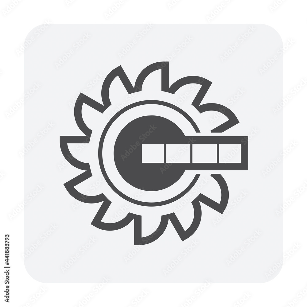 Excavator wheel bucket vector icon. Giant digger or big machine equipment with power and technology for spinning, digging to scoop material i.e. coal, lignite, ore in mine, quarry or mining industry.
Excavator wheel bucket vector icon. Giant digger or big machine equipment with power and technology for spinning, digging to scoop material i.e. coal, lignite, ore in mine, quarry or mining industry.