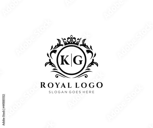 Initial KG Letter Luxurious Brand Logo Template, for Restaurant, Royalty, Boutique, Cafe, Hotel, Heraldic, Jewelry, Fashion and other vector illustration.