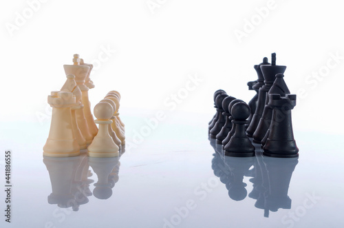 Slika na platnu Full Frame Shot Of Chess Pieces On White Background