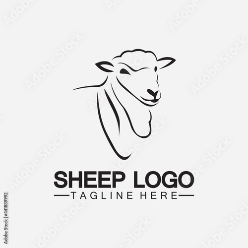 Sheep head logo vector icon illustration design template