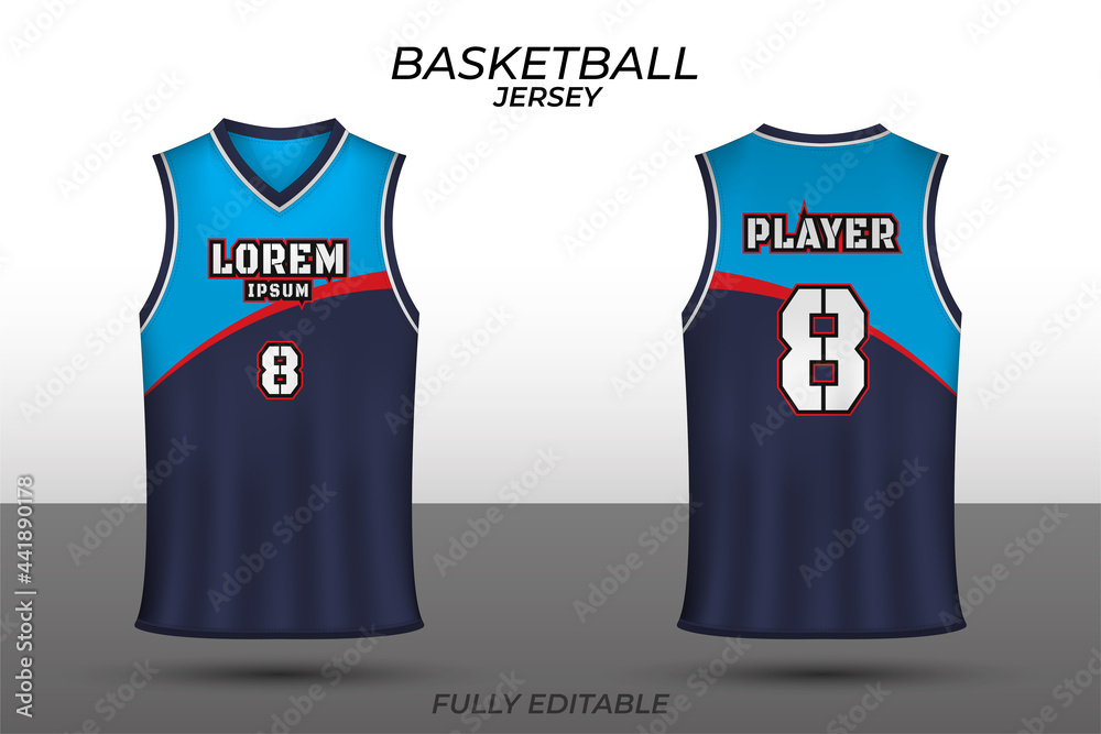Basketball jersey design template. Uniform front and back. Sports