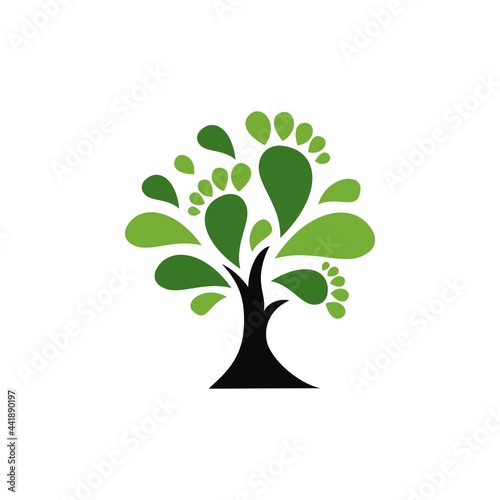 tree, footprints, vector