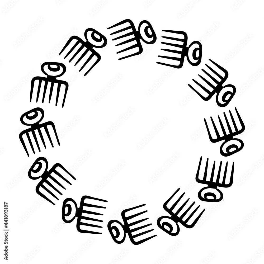 Frame for the Adinkra Duafe symbol. Round vector illustration with ancient tribal ethnic symbols.