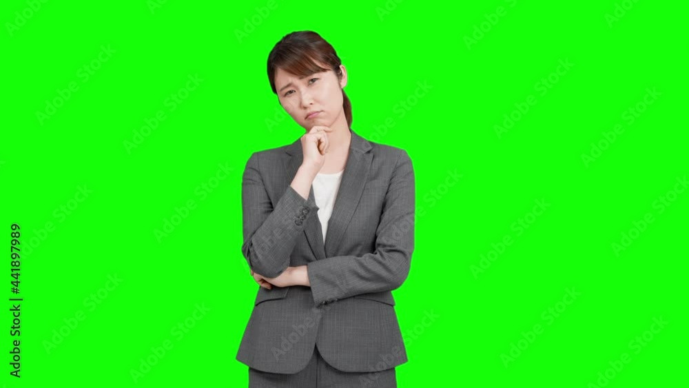 悩むビジネスウーマン クロマキー合成 悩むビジネスウーマン クロマキー合成