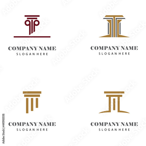 Ancient Pillar Columns Greek Rome Athens Historical Building logo design