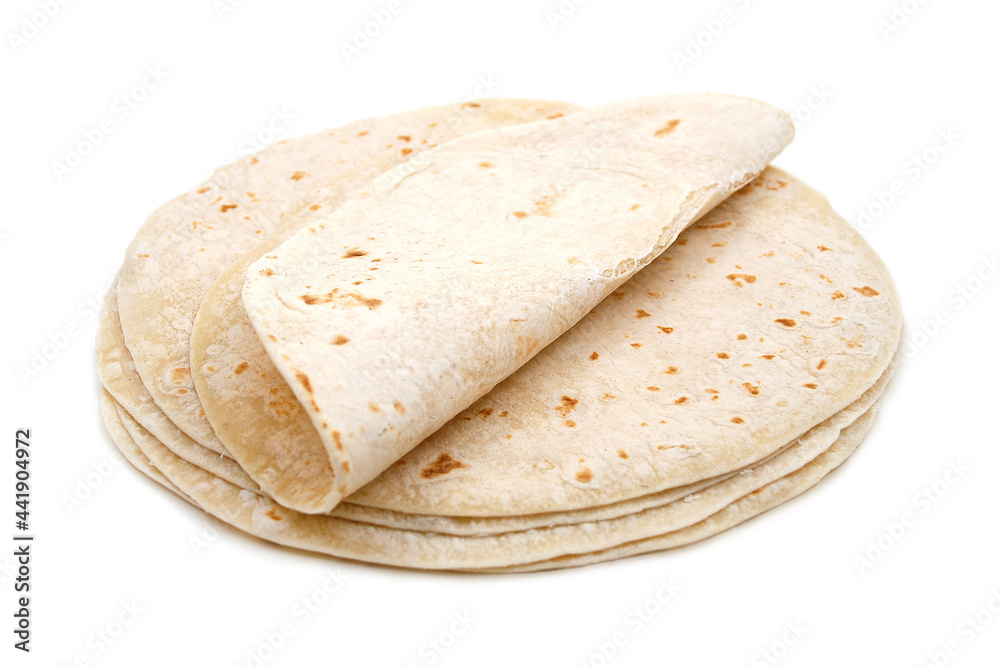 Piadine romagnole isolate su sfondo bianco Piadine romagnole isolate su sfondo bianco