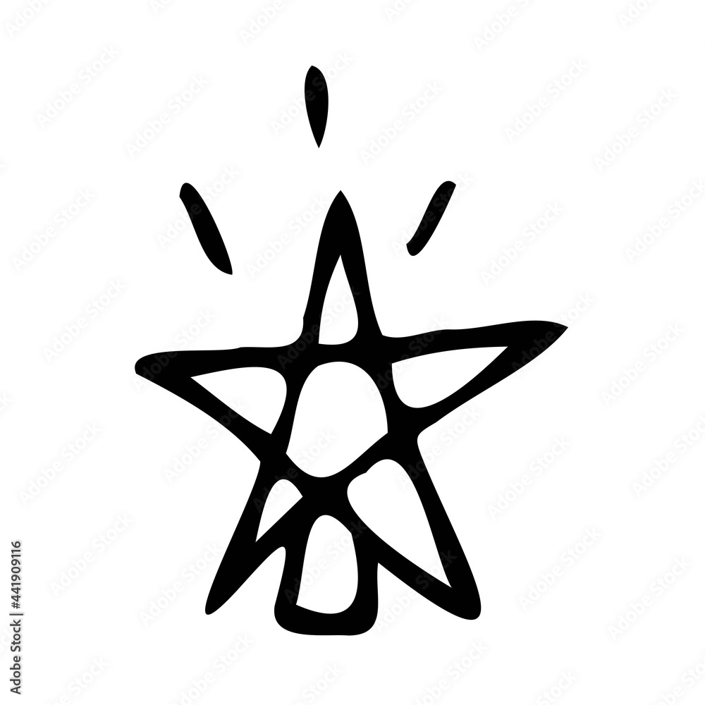 Vector illustration of christmas shining star in doodle style