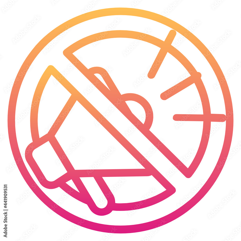 No sound , Prohibition Sign gradient icon. No sound , Prohibition Sign gradient icon.