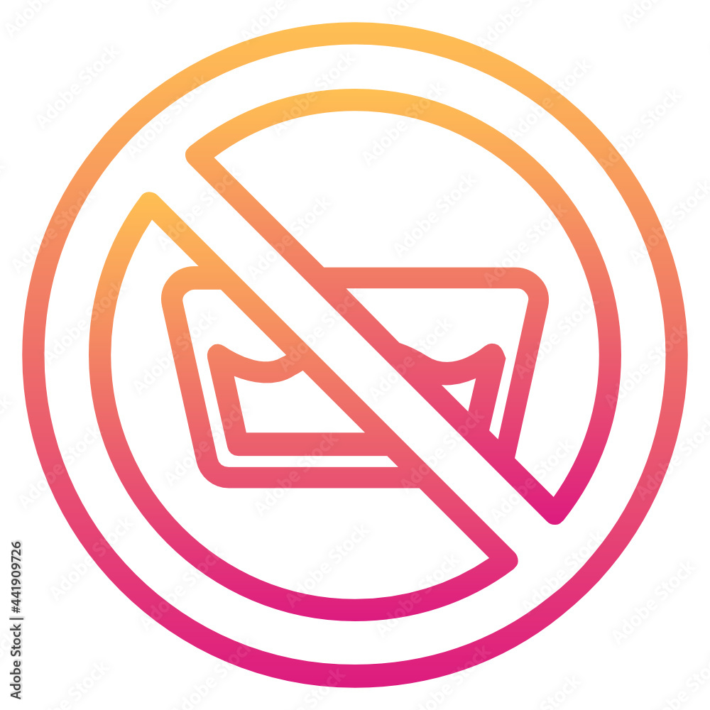 No washing , Prohibition Sign gradient icon. No washing , Prohibition Sign gradient icon.
