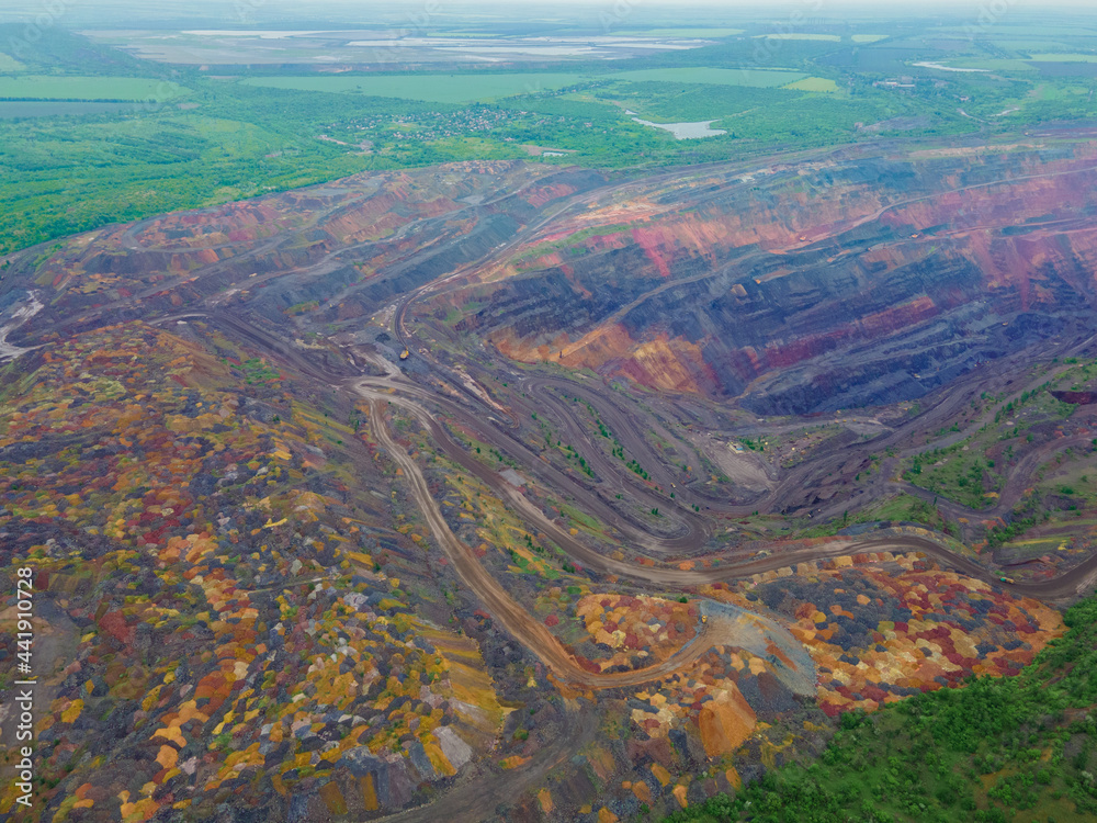 overhead top view of ore mine overhead top view of ore mine