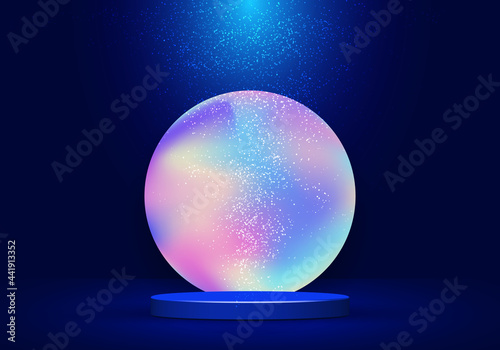 3D realistic blue pedestal ...