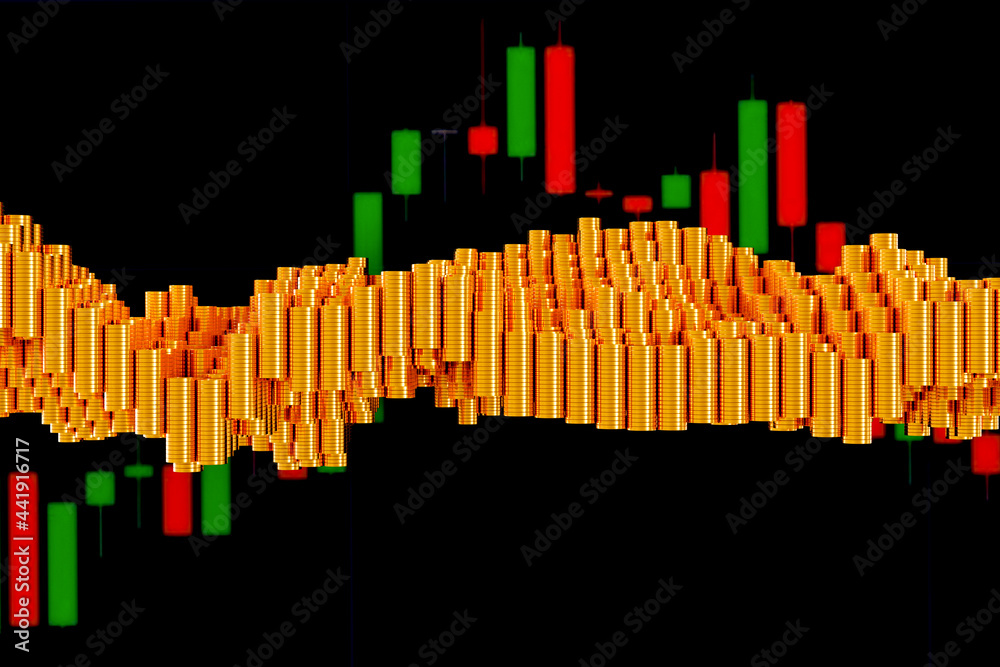Gold dollar coins arranged in rows. Can be used as a background related to finance and business ,3D Rendering