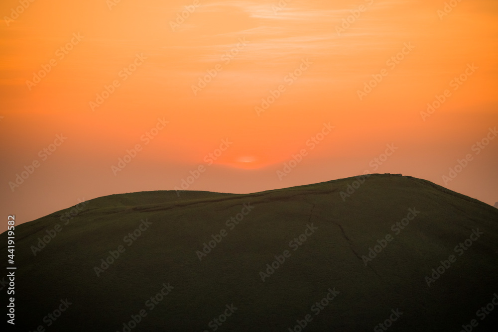 阿蘇に沈む夕日