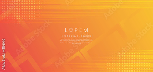 Abstract banner web template design background yellowy and orange squares overlapping with halftone.