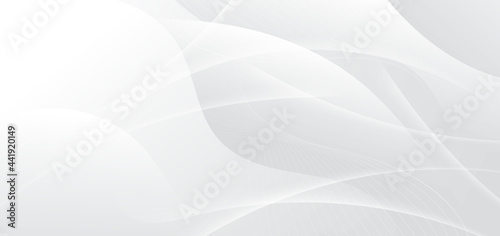 Abstract white and grey background with dynamic waves shape.