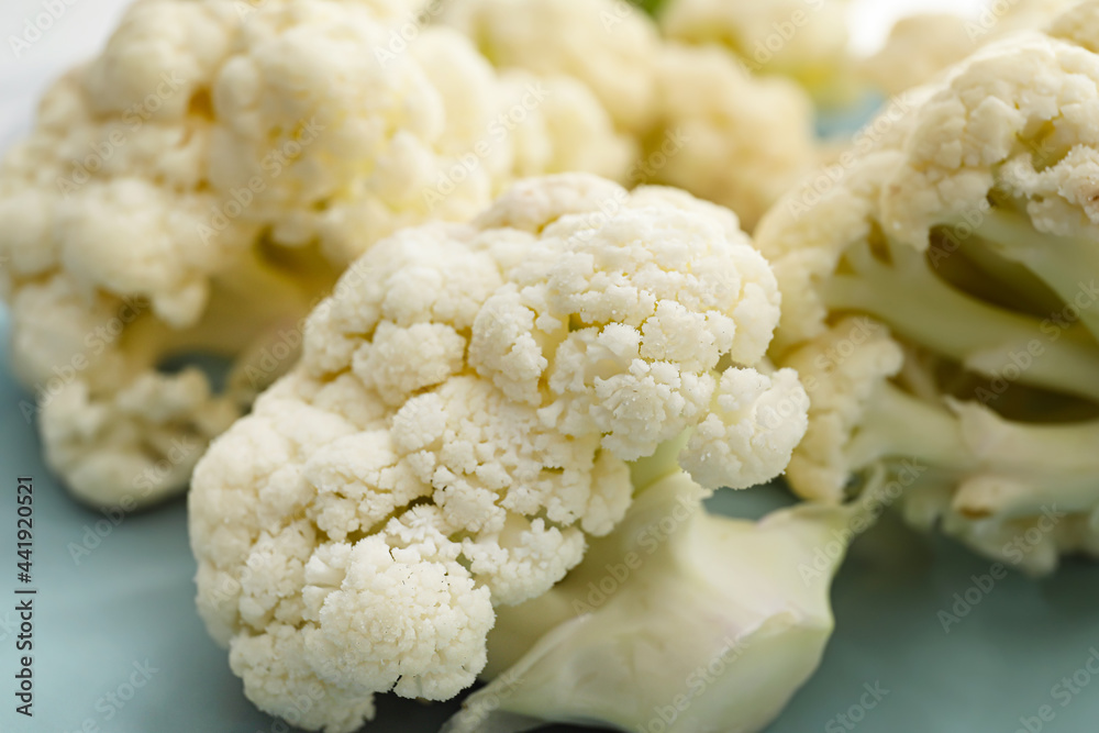 Cauliflower cabbage on table, closeup Cauliflower cabbage on table, closeup