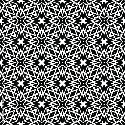  Abstract Flower Tiles Seamless Vector Pattern Design. Black and white pattern. 
