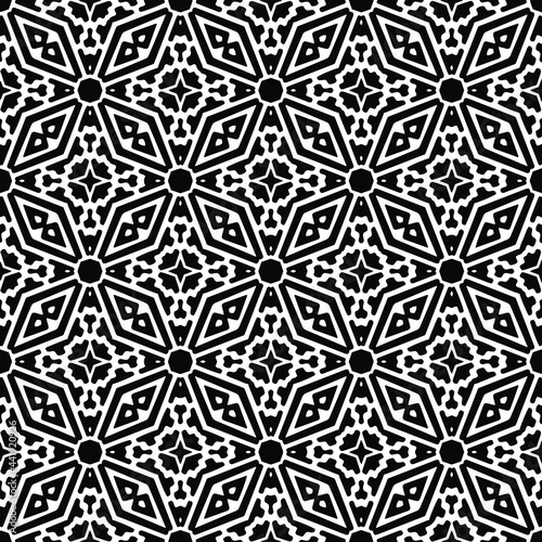 
Abstract Flower Tiles Seamless Vector Pattern Design. Black and white pattern. 