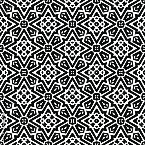 
Abstract Flower Tiles Seamless Vector Pattern Design. Black and white pattern. 
