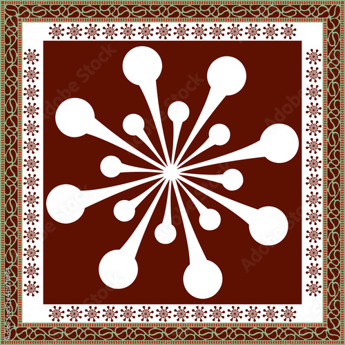 Elegant abstract scarf pattern design with ethnic and floral ornament. Hijab motif design 
