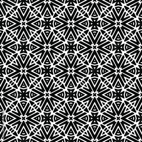 
Abstract Flower Tiles Seamless Vector Pattern Design. Black and white pattern. 