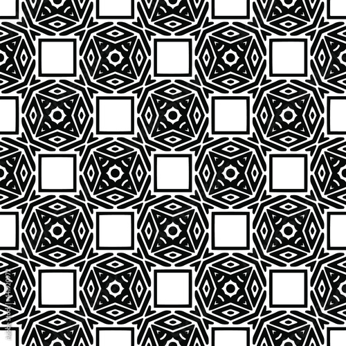 
Abstract Flower Tiles Seamless Vector Pattern Design. Black and white pattern. 